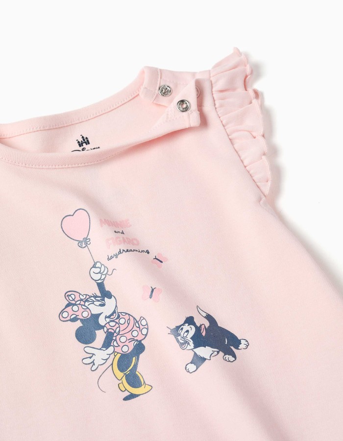 Short pyjamas with Minnie & Figaro for newborn and baby girls, pink