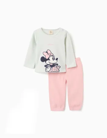 Polar fleece pyjamas with Minnie for newborn and baby girls, green/pink
