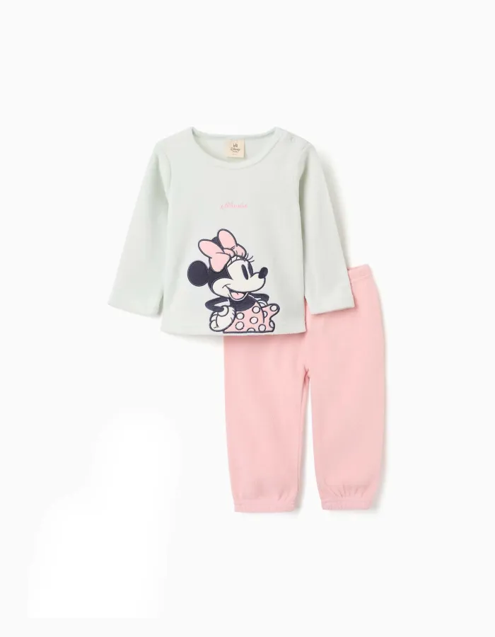 Polar fleece pyjamas with Minnie for newborn and baby girls, green/pink