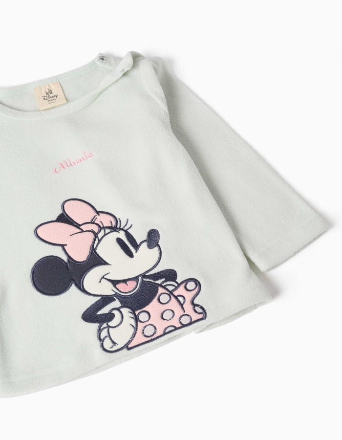 Polar fleece pyjamas with Minnie for newborn and baby girls, green/pink