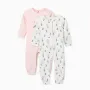 2 cotton sleepsuits with Minnie for newborn and baby girls, pink/white
