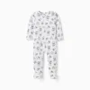 Cotton sleepsuit with Stitch motif for newborn and baby girls, white