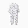 Cotton sleepsuit with Stitch motif for newborn and baby girls, white