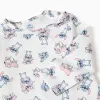 Cotton sleepsuit with Stitch motif for newborn and baby girls, white