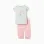 Cotton pyjamas with flower print for baby girls, light green/pink