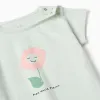 Cotton pyjamas with flower print for baby girls, light green/pink