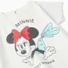Cotton T-shirt and shorts with Minnie print for baby girls, white/red