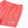 Cotton T-shirt and shorts with Minnie print for baby girls, white/red