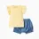 Cotton T-shirt and denim shorts set for baby girls, yellow/blue