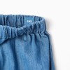 Cotton T-shirt and denim shorts set for baby girls, yellow/blue