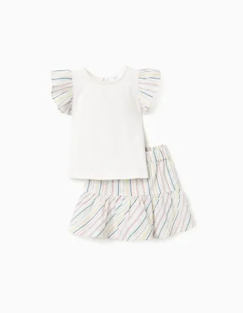 T-shirt + skort with ethnic stripes B&S for baby girls, multicolour