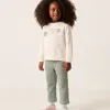 Brushed jogging set with heart print for baby girls, white/light green