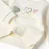 Brushed jogging set with heart print for baby girls, white/light green