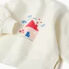 Brushed jogging set with house print for baby girls, white/green