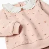 Cotton sweatshirt and trousers set for baby girls, light pink/brown