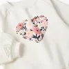 Cotton sweatshirt and trousers set for baby girls, white/navy blue