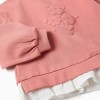 Cotton jogging set with embossed flower print for baby girls, pink