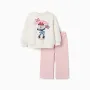 Cotton jogging set with Minnie print for babies and girls, white/pink