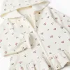3-piece cotton set with floral print for baby girls, white/pink/blue