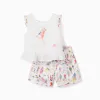 Top and shorts with print Carolina Celas x Zippy for baby girls, white