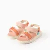 Ultralight Sandals with Touch Fasteners for Baby Girls, Coral