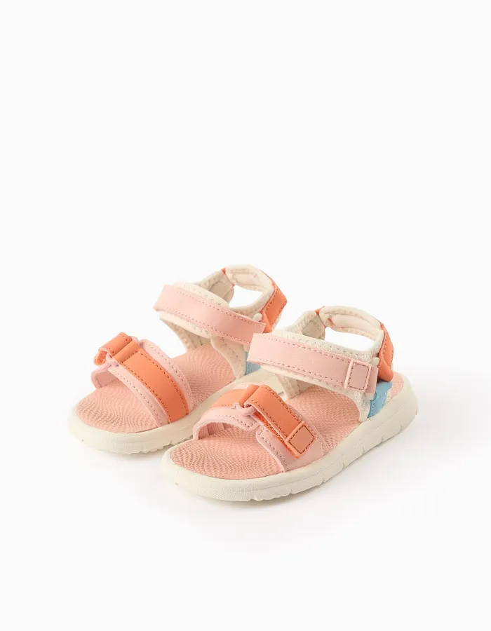 Ultralight Sandals with Touch Fasteners for Baby Girls, Coral