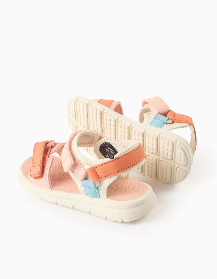 Ultralight Sandals with Touch Fasteners for Baby Girls, Coral