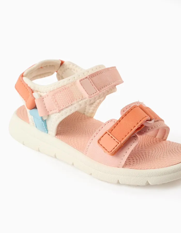 Ultralight Sandals with Touch Fasteners for Baby Girls, Coral