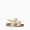 Suede Sandals with Bows for Baby Girls, Beige