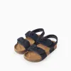 Suede Sandals with Bows for Baby Girls, Dark Blue