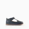 Mary Jane shoes in leather for baby girls, dark blue