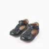 Mary Jane shoes in leather for baby girls, dark blue