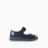 Patent Leather Ballerina Flats with Velvet Bow for Baby Girls, Dark Blue