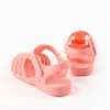 Rubber jelly sandals with touch-fastener for baby girls, light coral