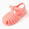 Rubber jelly sandals with touch-fastener for baby girls, light coral