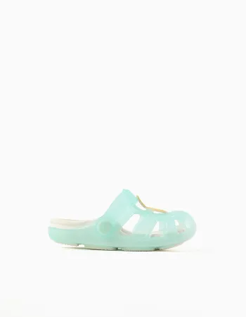 Rubber clogs with non-slip sole for babies and girls, light blue