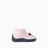 Velvet slippers with Minnie embroidery for babies and girls, light pink