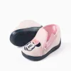 Velvet slippers with Minnie embroidery for babies and girls, light pink