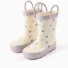 Rubber handle wellies with dots pattern for baby girls, white