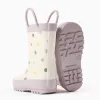 Rubber handle wellies with dots pattern for baby girls, white
