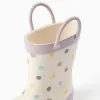 Rubber handle wellies with dots pattern for baby girls, white