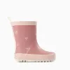 Rubber wellies with floral print for baby girls, pink
