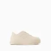 Trainers with embossed bows and elastic laces for baby girls, beige