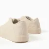 Trainers with embossed bows and elastic laces for baby girls, beige