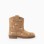 Suedette boots with embroidered flowers for baby girls, camel