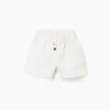 Twill shorts with cargo pockets for baby girls, white