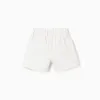 Twill shorts with cargo pockets for baby girls, white