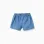 Denim paperbag shorts with decorative knot for baby girls, blue