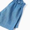 Denim paperbag shorts with decorative knot for baby girls, blue