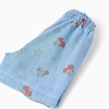 Denim shorts with Minnie and elasticated waist for baby girls, light blue